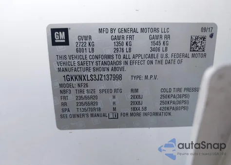 2018 GMC Acadia Denali из США, поврежденный, VIN 1GKKNXLS3JZ137998